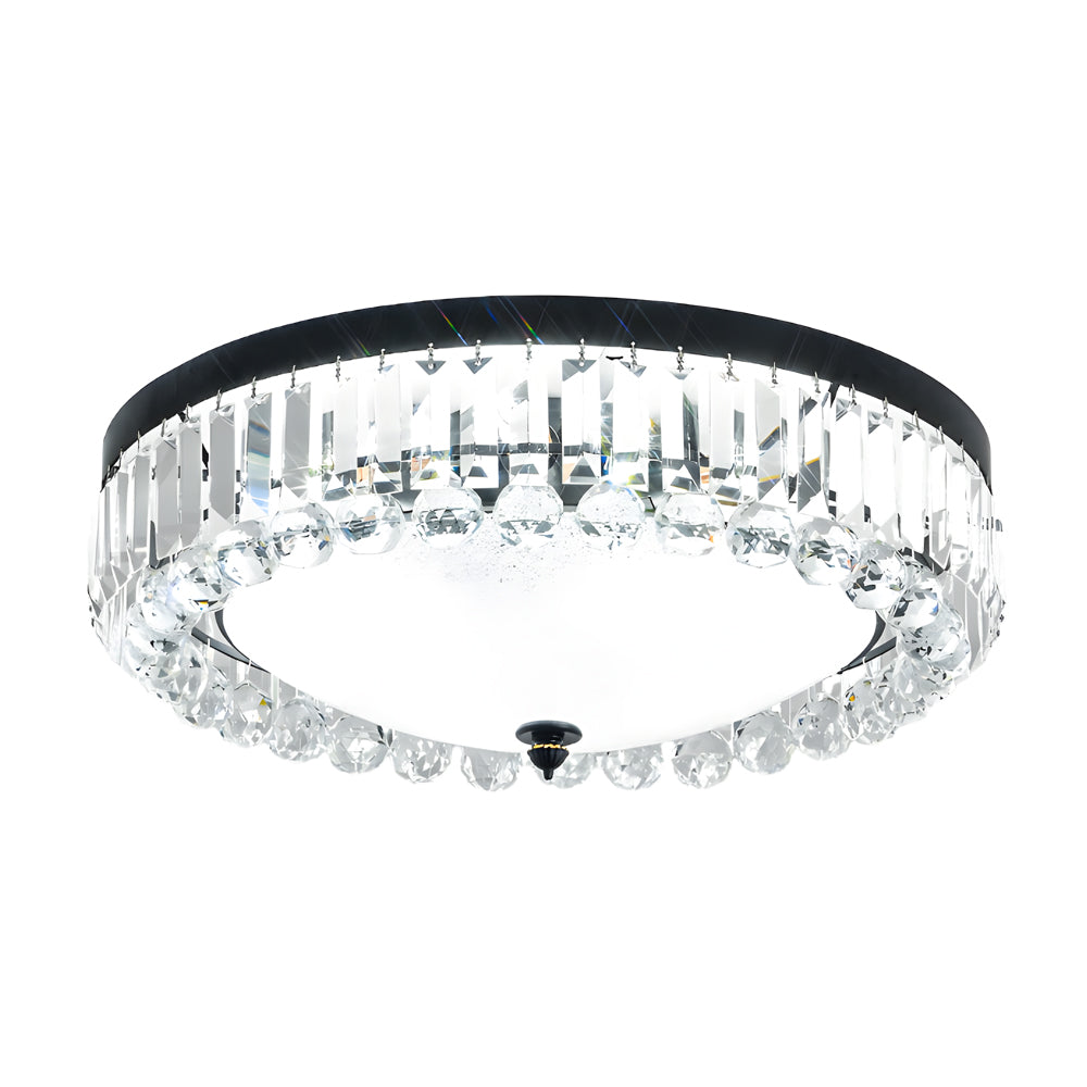 Modern Round Crystal LED Ceiling Light Luxury American Style Flush Mount Lamp with Dimming