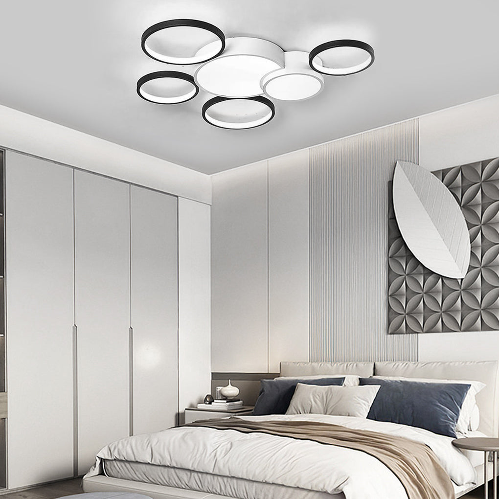 Modern Geometric Multiple Ring LED Flush Mount Ceiling Light Nordic Circle Chandelier for Living Room