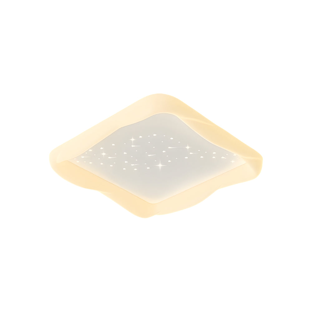 Modern Square Stars LED Ceiling Light Fixture for Kids Bedroom Milky White 3 Step Dimming