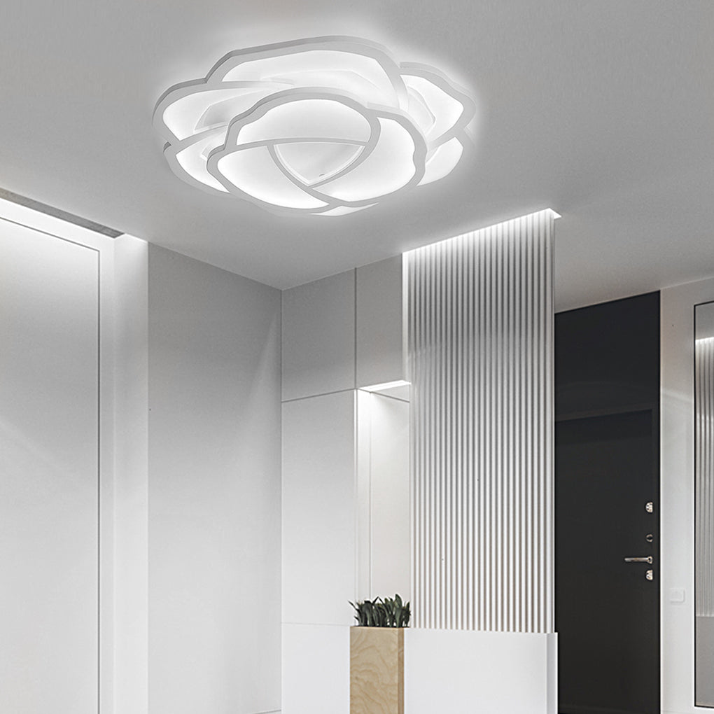 Modern Flower Shape Dimmable LED Ceiling Light Flush Mount Fixture for Bedroom