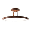Mid Century Wood Grain Round Semi Flush Mount LED Ceiling Light for Modern Bedroom and Living Room