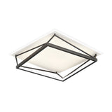 Modern Geometric Black LED Flush Mount Ceiling Light for Bedroom and Dining Area