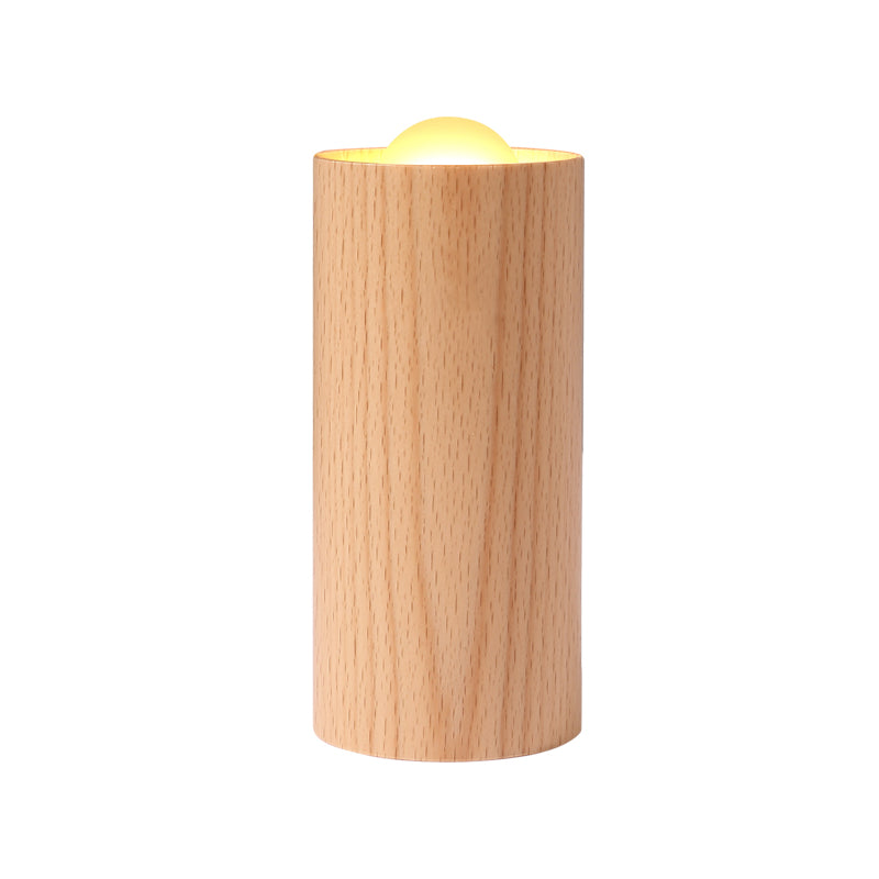 Ambient Wood Cylinder LED Table Lamp with Air Control Sensor Rechargeable Candlelight Accent