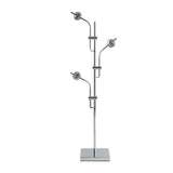 Industrial Chrome Standing Floor Lamp with Multi Head Adjustable Task Lighting for Living Room