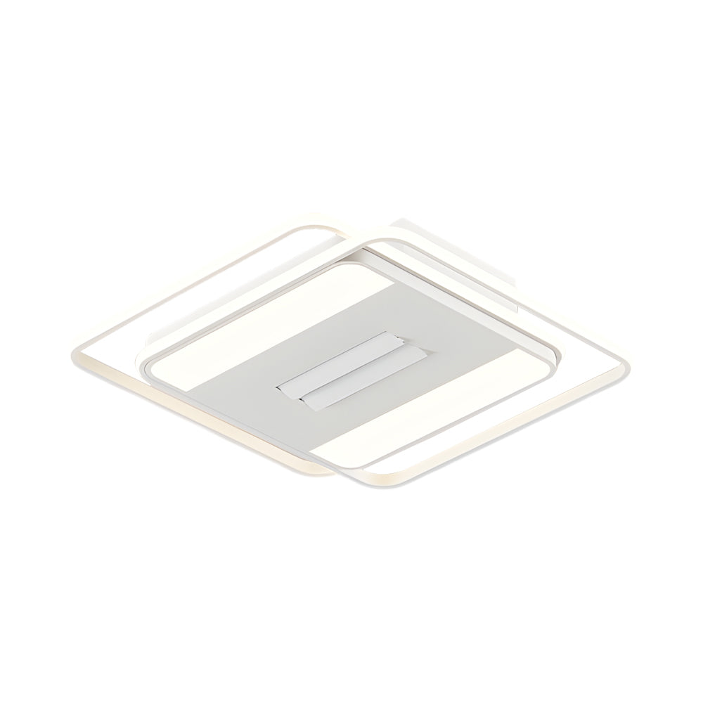 Modern White Bladeless Ceiling Fan with Dimmable LED Light and Remote Square Round Designs