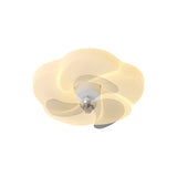 Modern Flower Shape LED Flush Mount Ceiling Fan with 3 Step Dimming and Quiet Motor