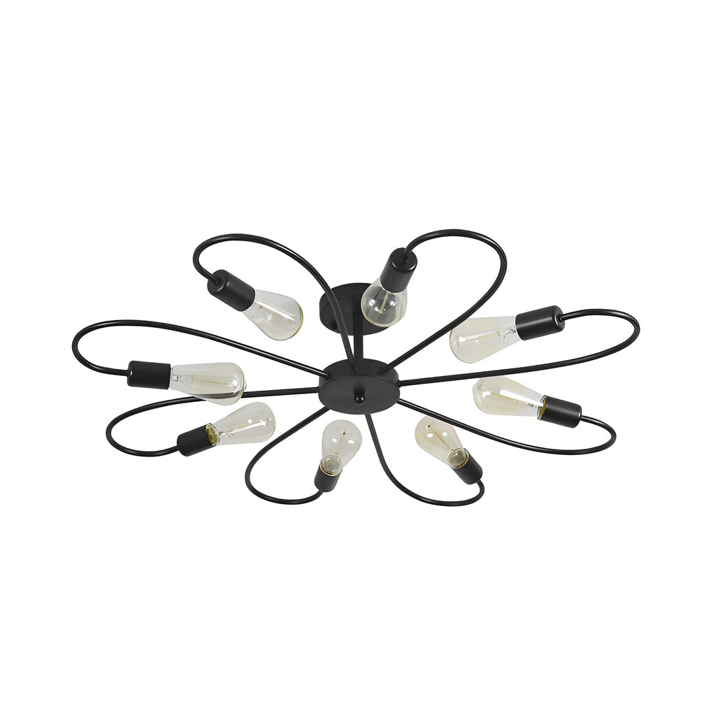 Modern Flower Shaped Iron Ceiling Light Nordic Style Flush Mount Fixture for Bedroom