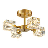 Modern Copper Crystal Ceiling Light Fixture with 180 Degree Adjustable Multi Light Shades