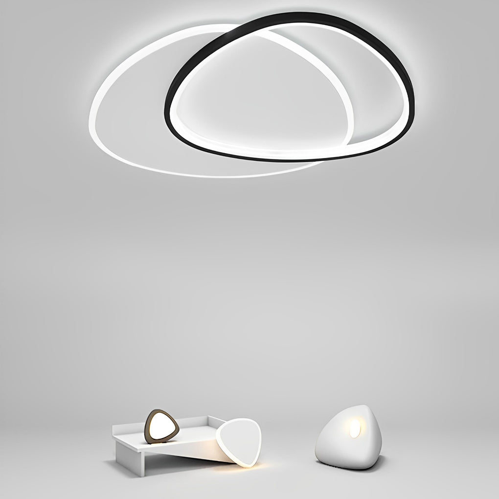 Modern Minimalist Round LED Ceiling Light Fixture for Bedroom and Living Room in Black and White