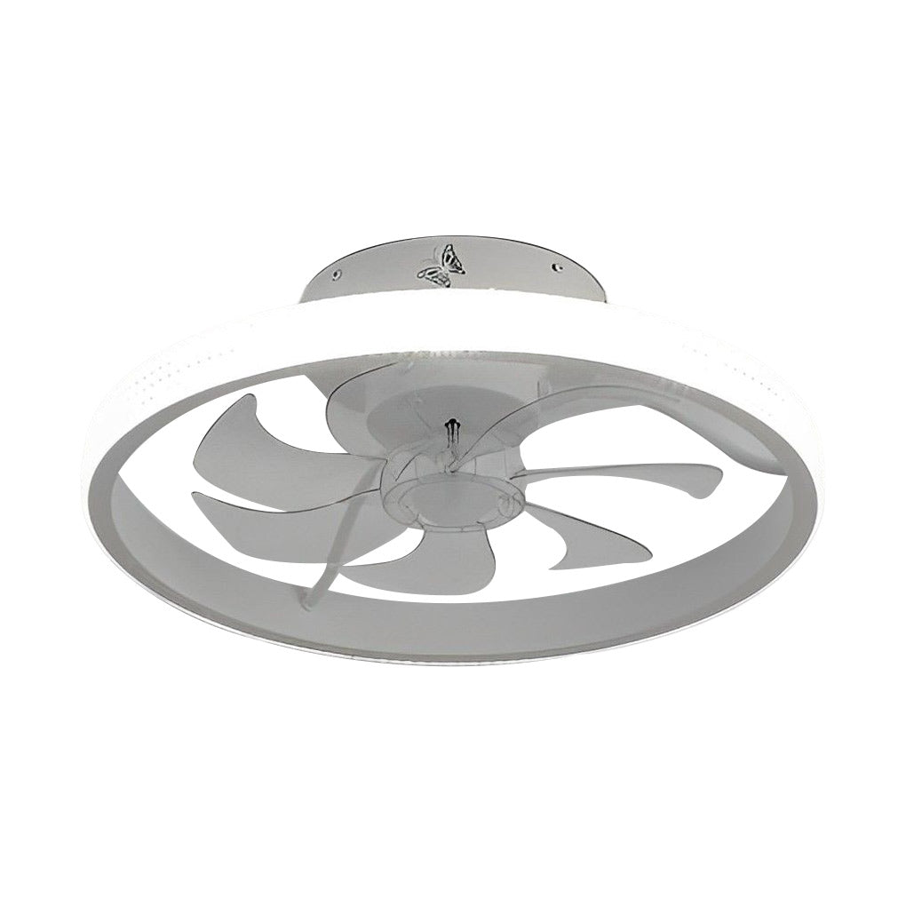 Modern Round Bladeless Ceiling Fan with Dimmable LED Light and Remote Control Mute Inverter Low Profile Fan
