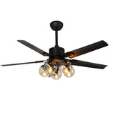 Modern 42 Inch Silent Nordic Flush Mount Ceiling Fan with 5 Lights and Remote Control