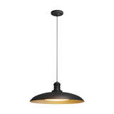Modern Black Outdoor Pendant Light Waterproof Metal Saucer LED Hanging Lamp for Garden and Patio