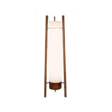 Modern Walnut Wood Column LED Floor Lamp with Acrylic Diffuser Standing Light