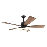 Nordic 52 Inch 5 Blade Dimmable LED Ceiling Fan with Remote Quiet Wood Grain Flush Mount Fan