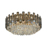 Luxury Modern Crystal Flush Mount Ceiling Light Round Metal Three Color Temperature Fixture