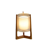 Japanese Style Wood LED Floor Lamp with Double Shade and Natural Finish Standing Light