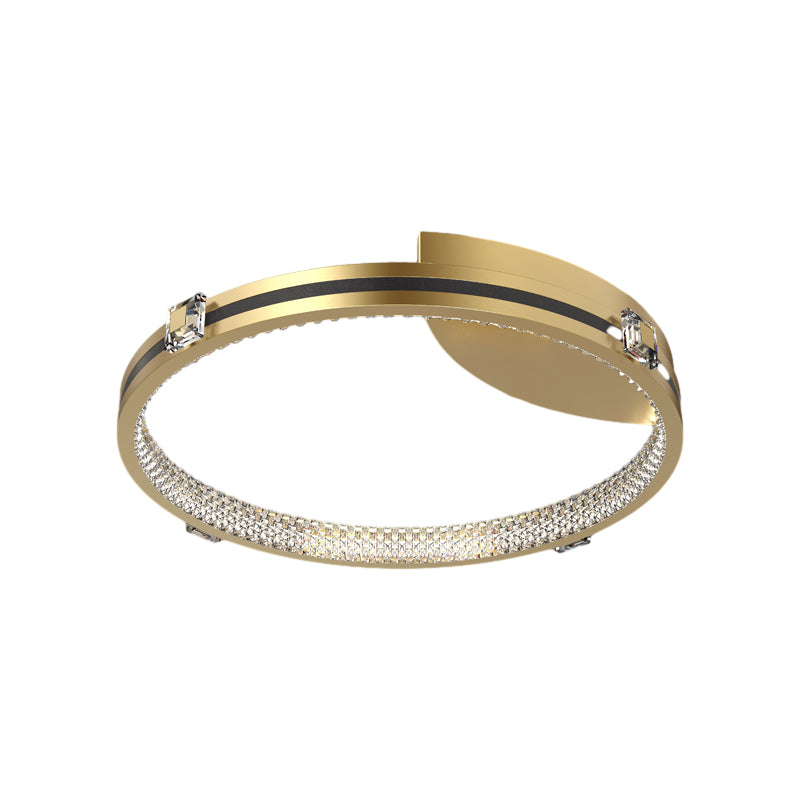 Modern Round Ring LED Crystal Flush Mount Ceiling Light with Spotlights