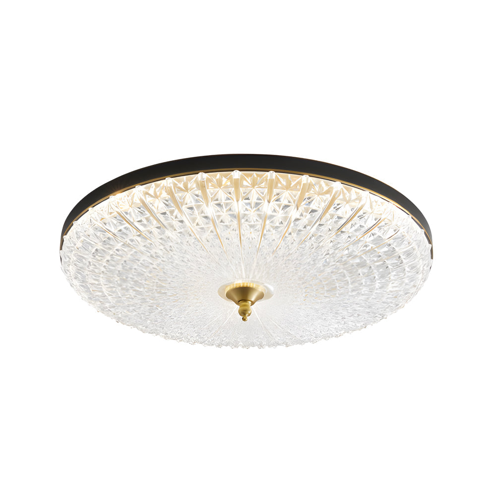 Modern Round Sparkle Glass LED Ceiling Light with Copper Frame and Adjustable Color Temperature