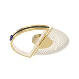 Modern Gold LED Ceiling Light with Crystal and Leather Detail 3 Step Dimming Round Flush Mount Fixture
