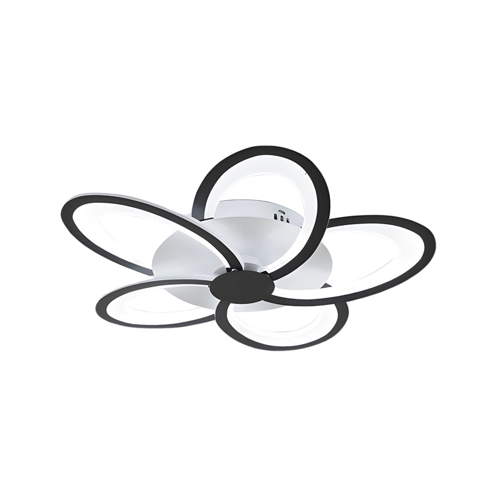 Geometric Flower LED Flush Mount Ceiling Light with Acrylic Petal Design in Black