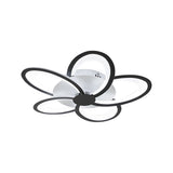 Geometric Flower LED Flush Mount Ceiling Light with Acrylic Petal Design in Black