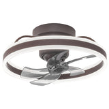 Modern Flush Mount Ceiling Fan with Stepless Dimming LED Light and 360 Degree Rotating Airflow