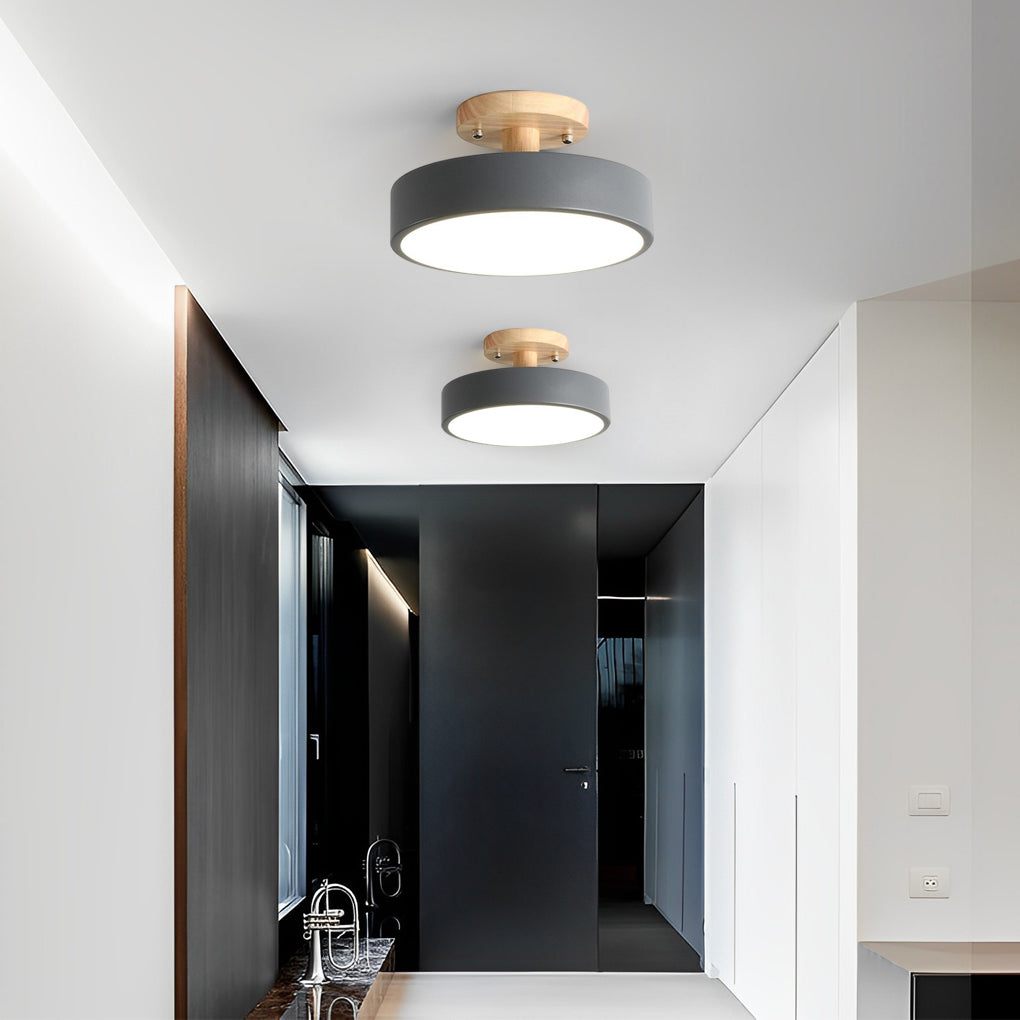Modern Geometric Round LED Flush Mount Ceiling Light with 3 Step Dimming for Kids Room and Bedroom