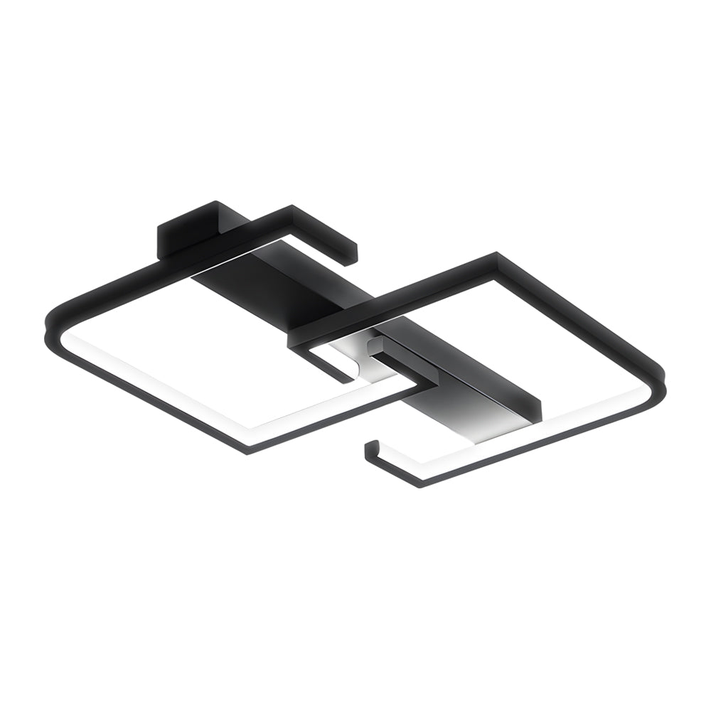 Geometric Square Frame Black LED Flush Mount Ceiling Lamp with Three Step Dimming Control