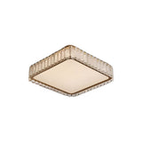 Modern Gold K9 Crystal Flush Mount Ceiling Light Luxury LED Round or Square Lamp with Frosted Shade