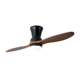 Walnut Wood 2 Blade Modern Ceiling Fan with Dimmable LED Lighting Silent DC Motor and Remote Control 56 Inch
