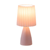 Modern 12 Inch Pleated Shade Glass Table Lamp with 3 Step Dimming and USB Power