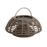 Hand Woven Rope Rattan Waterproof LED Solar Outdoor Chandelier for Garden and Terrace