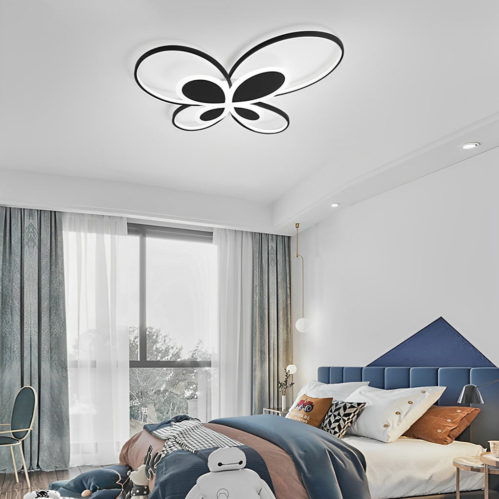 Modern Butterfly Shaped Dimmable LED Flush Mount Ceiling Light for Kids Bedroom and Nursery