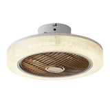 Modern Bladeless Ceiling Fan with Integrated Heater and Dimmable LED Light for Year Round Comfort
