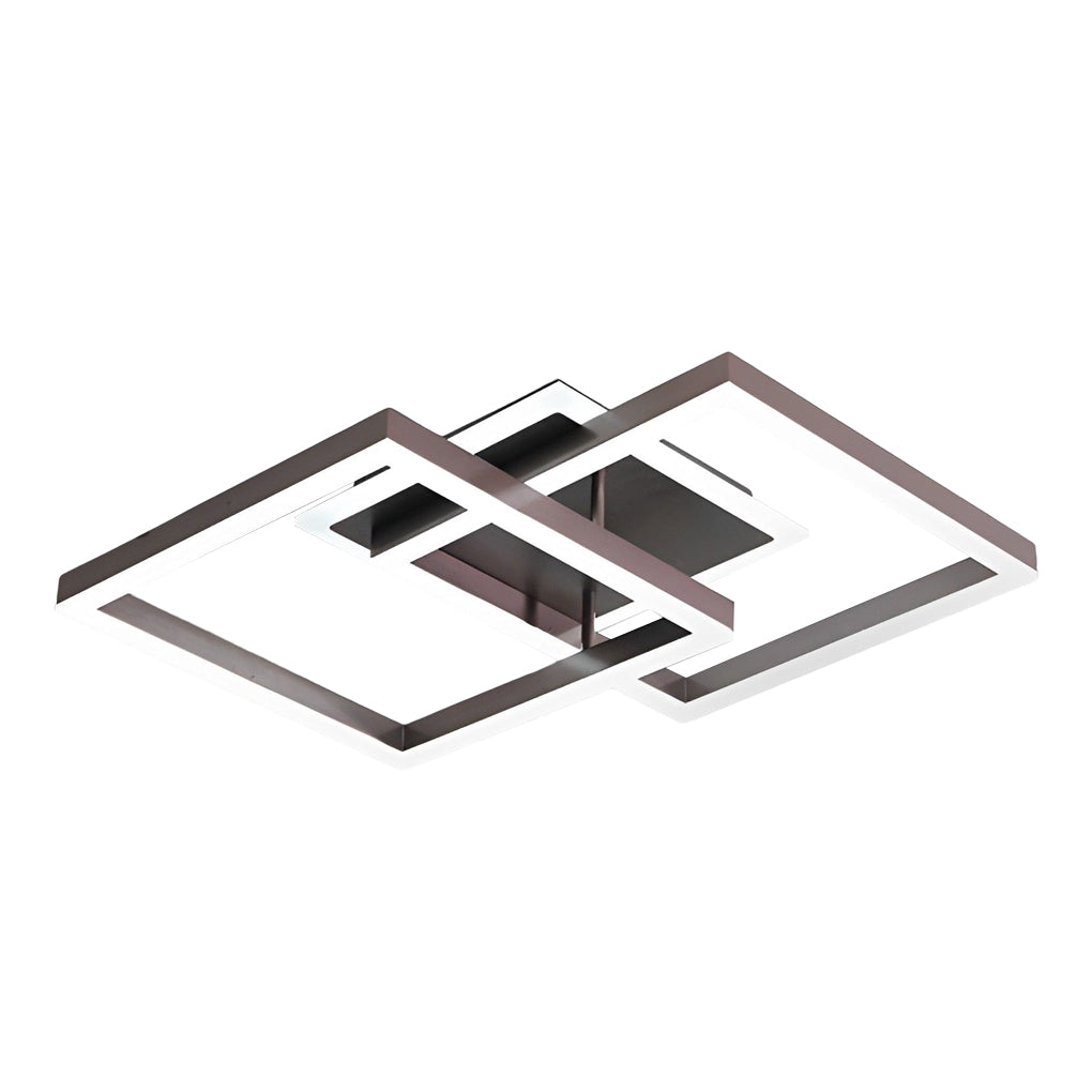 Geometric Brown LED Square Ceiling Light Semi Flush Mount Modern Aluminum Fixture