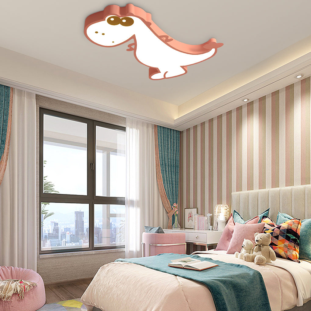 Modern Dinosaur LED Ceiling Lamp Dimmable Flush Mount Lighting for Kids Bedroom and Playroom