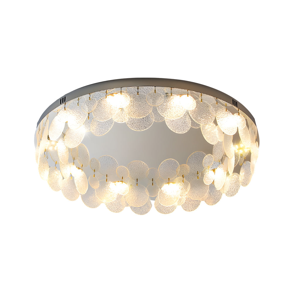 Modern Glass Seashell LED Ceiling Flush Mount Light with 3 Color Dimming for Bedroom Study Nursery
