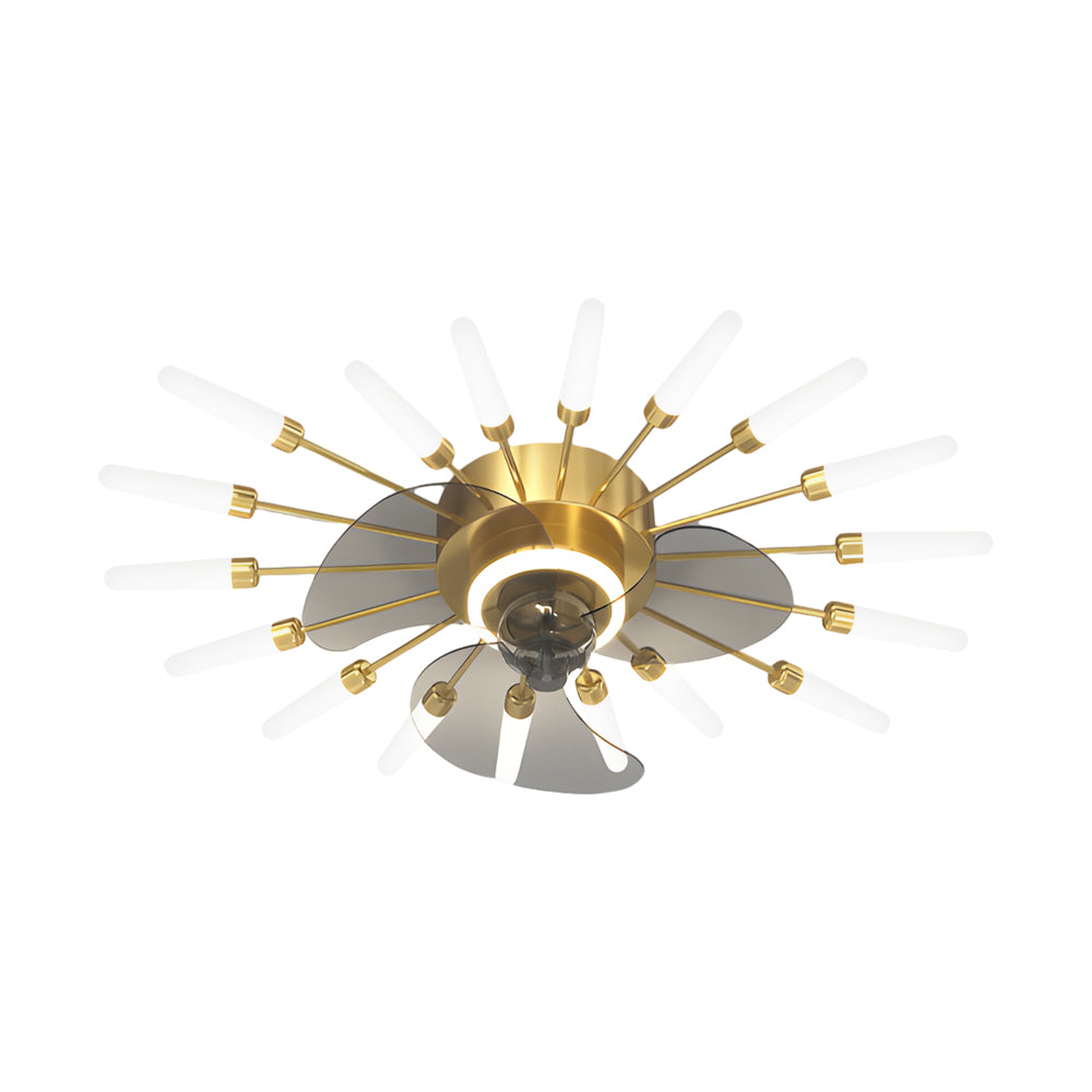 Modern Flower Petal Nordic Ceiling Fan with LED Light and Three Step Dimming for Bedrooms and Living Spaces