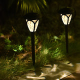 2 Pack Outdoor Solar Garden Pathway Lights Waterproof Glass LED Landscape Stake Lamps Black
