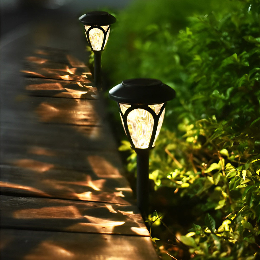 2 Pack Outdoor Solar Garden Pathway Lights Waterproof Glass LED Landscape Stake Lamps Black