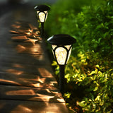 2 Pack Outdoor Solar Garden Pathway Lights Waterproof Glass LED Landscape Stake Lamps Black
