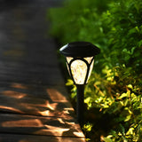 2 Pack Outdoor Solar Garden Pathway Lights Waterproof Glass LED Landscape Stake Lamps Black