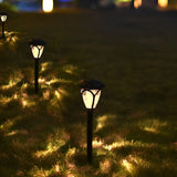 2 Pack Outdoor Solar Garden Pathway Lights Waterproof Glass LED Landscape Stake Lamps Black