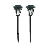 2 Pack Outdoor Solar Garden Pathway Lights Waterproof Glass LED Landscape Stake Lamps Black