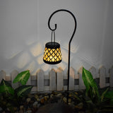 2 Pack Outdoor Solar Lanterns Retro Iron Hollow Projection Garden Lights with Decorative Handle