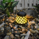 2 Pack Outdoor Solar Lanterns Retro Iron Hollow Projection Garden Lights with Decorative Handle