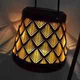 2 Pack Outdoor Solar Lanterns Retro Iron Hollow Projection Garden Lights with Decorative Handle