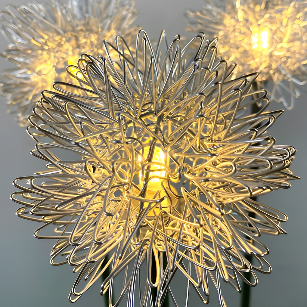 2 Pack Waterproof Solar Dandelion Garden Lights Aluminum Flower Outdoor Pathway LED Lawn Stake Decor