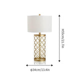 Modern Openwork Gold Metal Table Lamp with Satin Shade for Living Room and Bedroom