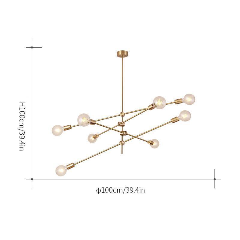 Modern Adjustable Brass Arm Chandelier with Clear Glass Shades for Dining Room